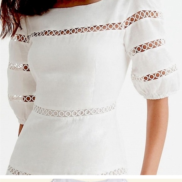 Ann Taylor Linen Blend white summer circle eyelet dress - Picture 2 of 7